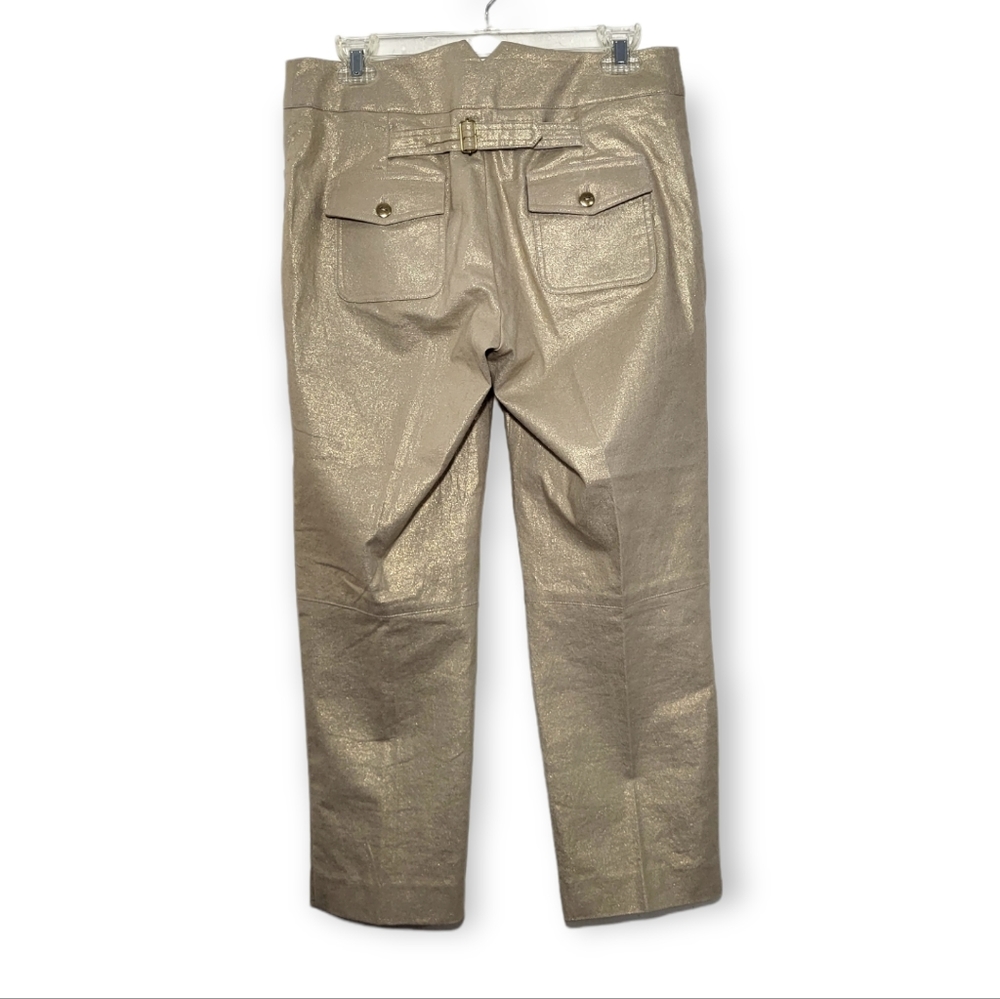 Cache Gold Linen Spandex Cropped Pants Size 6 - image 2